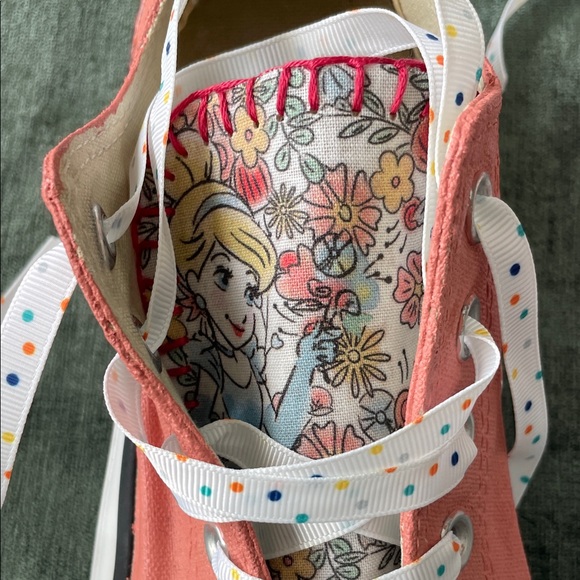 Coral Pink ConverseCustom Low-Top Disney Princess Sneakers - Picture 5 of 8